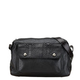 Les sacs Adam ルサックアダム クロコ型押し 斜め掛け ショルダーバッグ ブラック レザー レディース 【中古】