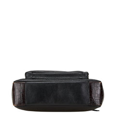 Les sacs Adam ルサックアダム クロコ型押し 斜め掛け ショルダーバッグ ブラック レザー レディース 【中古】