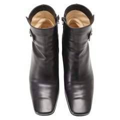 サルヴァトーレフェラガモ ガンチーニ ブーツ ショートブーツ サイズ:7C ブラック レザー レディース Salvatore Ferragamo 【中古】