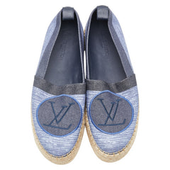 ルイ ヴィトン LVロゴ スリッポン サイズ:38 インディゴブルー デニム エスパドリーユ レディース LOUIS VUITTON 【中古】