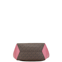 マイケルコース MKモノグラム ハンドバッグ トートバッグ ブラウン ピンク PVC レザー レディース Michael Kors 【中古】