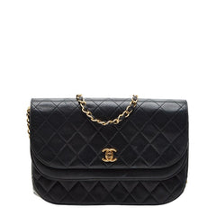 シャネル マトラッセ ココマーク チェーン ショルダーバッグ ブラック ラムスキン レディース CHANEL 【中古】