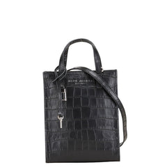マークジェイコブス クロコ型押し マイクロ トートバッグ ショルダーバッグ 2WAY ブラック レザー レディース MARC JACOBS 【中古】