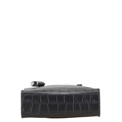 マークジェイコブス クロコ型押し マイクロ トートバッグ ショルダーバッグ 2WAY ブラック レザー レディース MARC JACOBS 【中古】