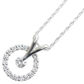 Pt900 プラチナ Pt850 プラチナ ダイヤ0.25ct ダイヤ0.45ct ラウンド サークル モチーフ ネックレス レディース 【中古】
