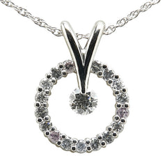 Pt900 プラチナ Pt850 プラチナ ダイヤ0.25ct ダイヤ0.45ct ラウンド サークル モチーフ ネックレス レディース 【中古】