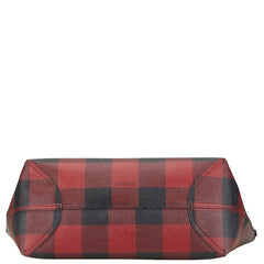 コーチ チェック バッファロー プラッド プリント ハンドバッグ トートバッグ C7271 SVS66 ブラック レッド PVC レザー レディース COACH 【中古】