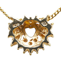 K18YG イエローゴールド サファイア0.32ct ダイヤ0.30ct ハート モチーフ ペンダントネックレス レディース 【中古】