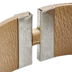 シャネル ヴィンテージ ロゴ ブレスレット ベージュ シルバー レザー メタル レディース CHANEL 【中古】