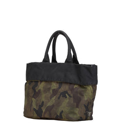 プラダ 三角ロゴプレート 迷彩 カモフラージュ ハンドバッグ ショルダーバッグ 2WAY カーキ ブラック マルチカラー ナイロン レザー レディース PRADA 【中古】