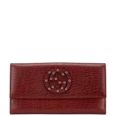 グッチ インターロッキングG スタッズ 二つ折り財布 231843 レッド レザー レディース GUCCI 【中古】