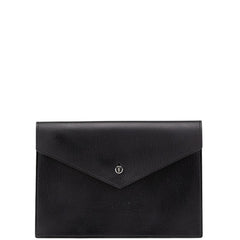 サンローラン レターカードケース 小物入れ ポーチ ブラック レザー レディース SAINT LAURENT 【中古】