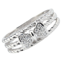 ポンテヴェキオ K18WG ホワイトゴールド ダイヤ0.10ct リボン モチーフ リング 指輪 レディース Ponte Vecchio 13号 【中古】