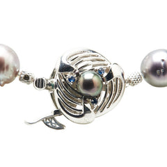 スターリングシルバー 黒蝶真珠10~14mm ネックレス レディース 【中古】