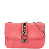 ヴァレンチノ ロックスタッズ チェーン ショルダーバッグ ピンク レザー レディース Valentino 【中古】