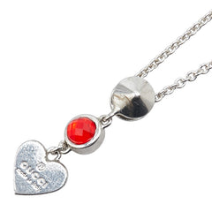 グッチ トレードマーク ドロップ ペンダント ハート ネックレス 325871 08241 8166 シルバー レッド クリスタル メタル レディース GUCCI 【中古】