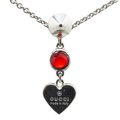 グッチ トレードマーク ドロップ ペンダント ハート ネックレス 325871 08241 8166 シルバー レッド クリスタル メタル レディース GUCCI 【中古】