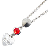 グッチ トレードマーク ドロップ ペンダント ハート ネックレス 325871 08241 8166 シルバー レッド クリスタル メタル レディース GUCCI 【中古】