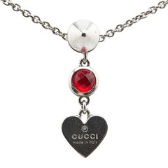 グッチ トレードマーク ドロップ ペンダント ハート ネックレス 325871 08241 8166 シルバー レッド クリスタル メタル レディース GUCCI 【中古】