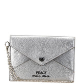 ミュウミュウ マドラス スリム ラブ ピース メタリック ミニウォレット ポーチ 5MF01P シルバー ブラック レザー レディース MIUMIU 【中古】