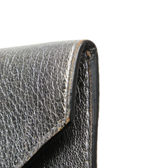 ミュウミュウ マドラス スリム ラブ ピース メタリック ミニウォレット ポーチ 5MF01P シルバー ブラック レザー レディース MIUMIU 【中古】