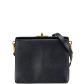 プラダ サフィアーノ 斜め掛け ショルダーバッグ ブラック ホワイト レザー レディース PRADA 【中古】