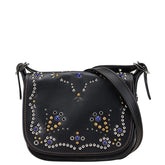 コーチ スタッズ ストーン 斜め掛け ショルダーバッグ ブラック レザー レディース COACH 【中古】