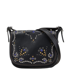 コーチ スタッズ ストーン 斜め掛け ショルダーバッグ ブラック レザー レディース COACH 【中古】