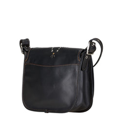 コーチ スタッズ ストーン 斜め掛け ショルダーバッグ ブラック レザー レディース COACH 【中古】