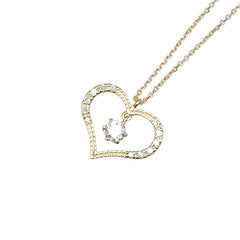 K18YG イエローゴールド ダイヤ0.30ct ハート モチーフ ペンダントネックレス レディース 【中古】