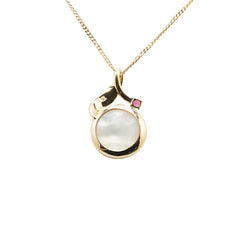 K18YG イエローゴールド マベパール約14mm ルビー ペンダントネックレス レディース 【中古】