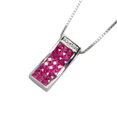 K18WG ホワイトゴールド ルビー2.30ct ダイヤ0.05ct プレート ペンダントネックレス レディース 【中古】