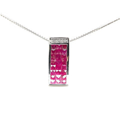 K18WG ホワイトゴールド ルビー2.30ct ダイヤ0.05ct プレート ペンダントネックレス レディース 【中古】