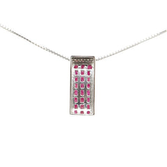 K18WG ホワイトゴールド ルビー2.30ct ダイヤ0.05ct プレート ペンダントネックレス レディース 【中古】