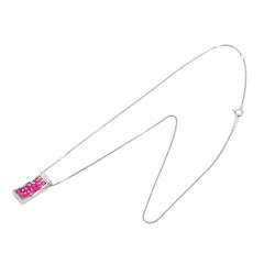 K18WG ホワイトゴールド ルビー2.30ct ダイヤ0.05ct プレート ペンダントネックレス レディース 【中古】