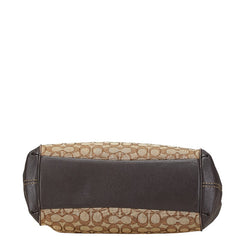 コーチ シグネチャー ハンドバッグ ブラウン キャンバス レザー レディース COACH 【中古】