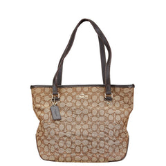 コーチ シグネチャー ハンドバッグ トートバッグ F58282 ブラウン キャンバス レザー レディース COACH 【中古】
