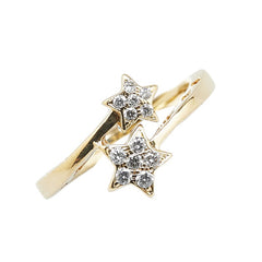 K18YG イエローゴールド ダイヤ0.15ct スター 星 モチーフ リング 指輪 レディース 8.5号 【中古】