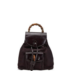 グッチ バンブー リュック バックパック 003.1705.0030 ブラウン ナイロン レザー レディース GUCCI 【中古】