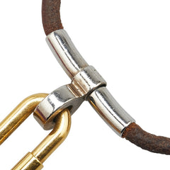 エルメス Hモチーフ カデナ ネックレス ゴールド ブラウン メッキ レザー メタル レディース HERMES 【中古】