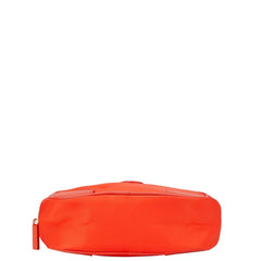 トリーバーチ ロゴ ポーチ コスメポーチ 小物入れ オレンジ ナイロン レザー レディース Tory Burch 【中古】