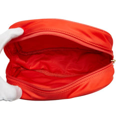 トリーバーチ ロゴ ポーチ コスメポーチ 小物入れ オレンジ ナイロン レザー レディース Tory Burch 【中古】