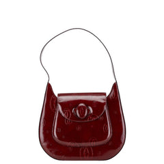 カルティエ マストライン ハッピーバースデー ワンショルダーバッグ ハンドバッグ ワインレッド パテントレザー レディース CARTIER 【中古】