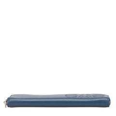 ロエベ アナグラム ラウンドファスナー 長財布 ブルー カーフ レディース LOEWE 【中古】