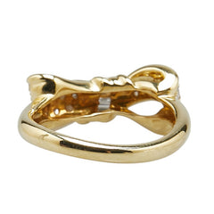 K18YG イエローゴールド ダイヤ0.50ct リボン モチーフ リング 指輪 レディース 12号 【中古】