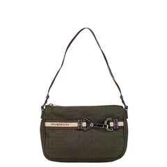 ジバンシー ロゴ ショルダーバッグ カーキグリーン ブラウン ナイロン レザー レディース Givenchy 【中古】