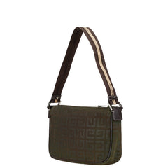 ジバンシー ロゴ ショルダーバッグ カーキグリーン ブラウン ナイロン レザー レディース Givenchy 【中古】