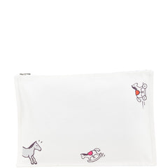 エルメス トゥルースフラット アダダGM 木馬 ポーチ ホワイト レッドマルチカラー キャンバス レディース HERMES 【中古】