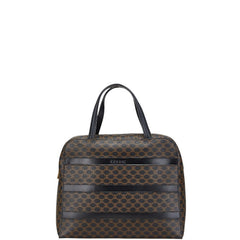 セリーヌ マカダム ハンドバッグ ブラック ブラウン PVC レザー レディース CELINE 【中古】