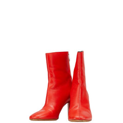マルタンマルジェラ ショートブーツ スクエアトゥブーツ サイズ:38 58WU0117 レッド レザー レディース MARTIN MARGIELA 【中古】